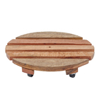 Suporte de Madeira com Rodizios para Vasos 7x34 Marrom.