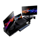 Suporte De Mesa Base Elevada Ajustável 3 Monitores Gamer Note