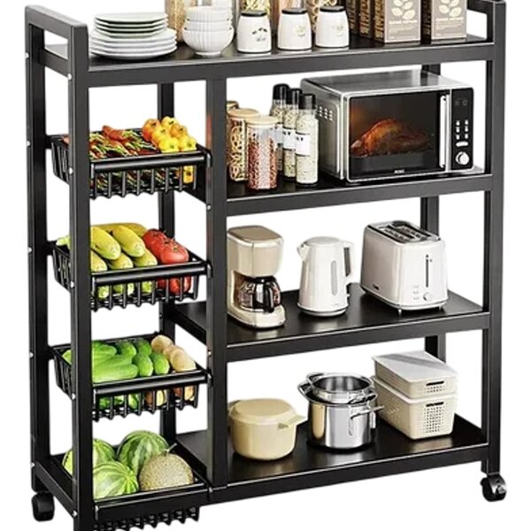 Suporte De Micro-ondas Com Fruteira De Chão - Preto Fusco