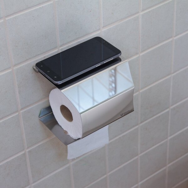 Suporte De Papel Higiênico Com Porta Celular - Inox