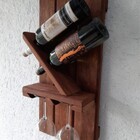Suporte De Parede Para 2 Vinhos E Duas Taças Gourmet 28x60