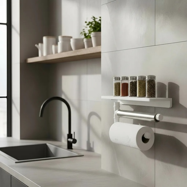 Suporte De Parede Porta Papel Toalhas E Prateleira Para Tempe