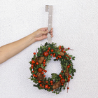 Suporte de Porta para Guirlanda Natalina Prata Metal 30x2x10cm Cromus