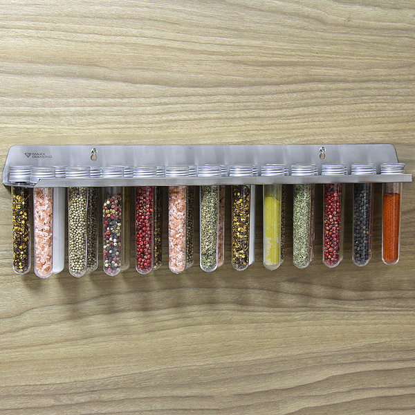 Suporte De Temperos E Ervas De Parede - 25 Tubetes - Inox