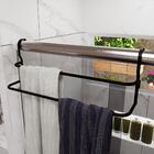 Suporte Duplo Porta Toalhas Box Elegance Preto Fosco 60cm