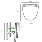 Suporte e Vaso De Polietileno para Plantas 55cm Azul