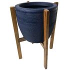 Suporte e Vaso De Polietileno para Plantas 55cm Azul