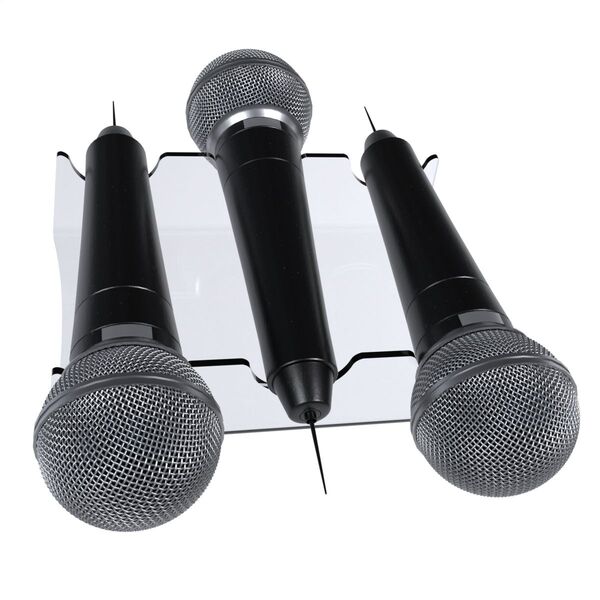 Suporte Expositor Descanso Base Apoio De Mesa Para 3 Microfon