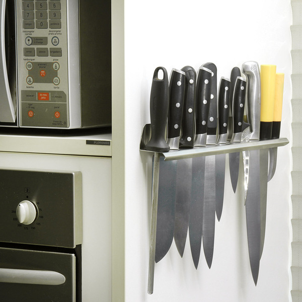 Suporte Facas/fuzil Inclinado Parede 10 Furos -inox