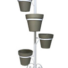 Suporte Ferro De Chão 5 Argolas Jardim Vertical Branco