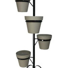 Suporte Ferro De Chão 5 Argolas Jardim Vertical Preto