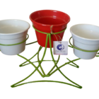 Suporte Ferro De Mesa 3 Vasos - Pequeno - Verde