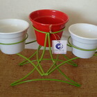 Suporte Ferro De Mesa 3 Vasos - Pequeno - Verde