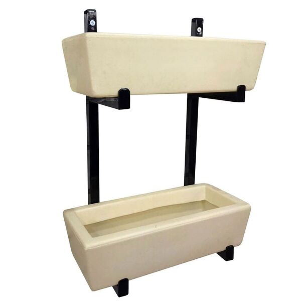 Suporte Ferro Jardim Vertical Com 2 Floreiras 37cm Bege