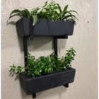 Suporte Ferro Jardim Vertical Com 2 Floreiras 37cm Preto