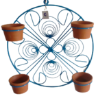 Suporte Ferro Mandala Cor Azul Para 4 Vasos