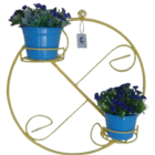 Suporte Ferro Plantas Redondo Colonial Amarelo 2 Vasos