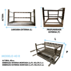 Suporte Grill Churrasqueira Grelhas E Espetos 50x45cm Em Inox