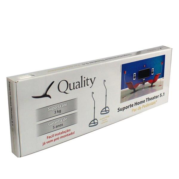 Suporte Home Theater Cinza C/ 2 Pedestais C/ Regulagem De Alt