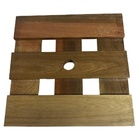 Suporte Madeira Quadrado Com Rodas P/ Vasos de Planta 36cm