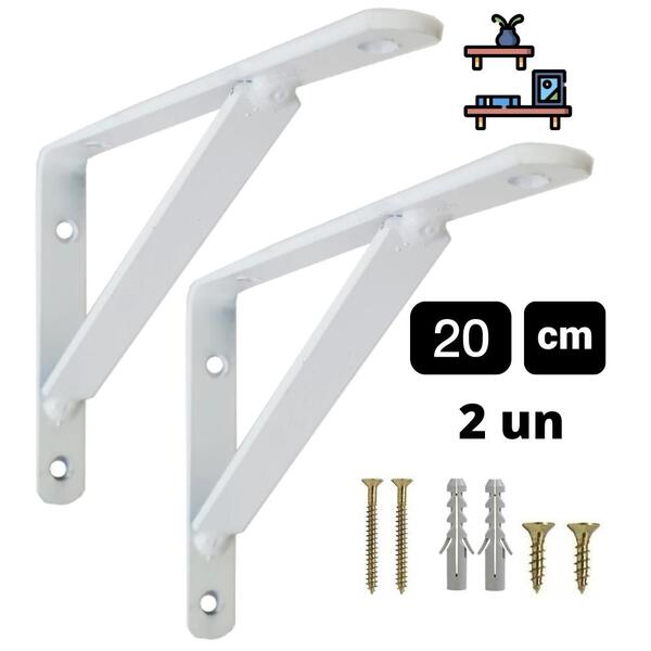 Suporte Mão Francesa 20cm Para Prateleira 2un+kit Parafusos