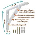 Suporte Mão Francesa 50cm Para Prateleira 30un+kit Parafusos