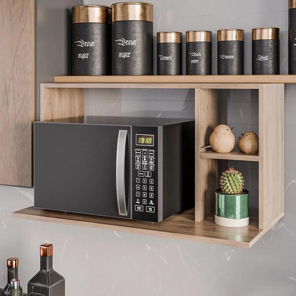 Suporte Micro-ondas Forno Armário Aéreo 80cm 2 Prateleiras Ma