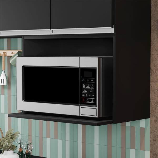 Suporte Microondas E Forno Elétrico Aéreo 60cm Itália Preto -