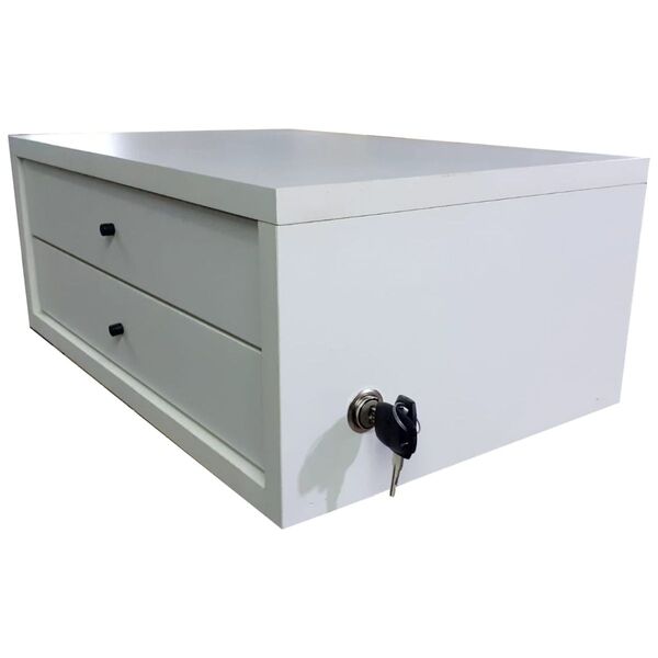 Suporte Monitor Mdf  C/2 Gavetas Branco 40,5x26,5x16 Chave