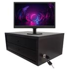 Suporte Monitor Mdf  C/2 Gavetas Preto 40,5x26,5x16 Chave