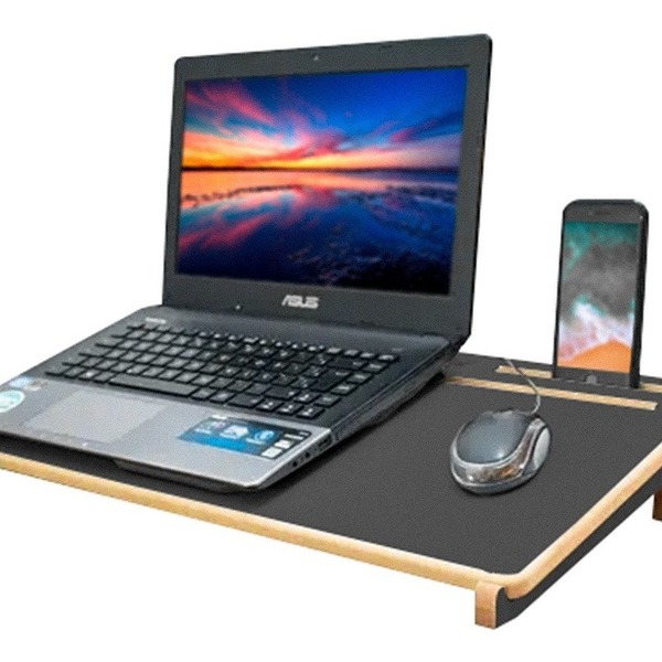 Suporte Notebook + Apoio Em Mdf Preto 28x55
