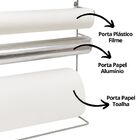 Suporte Organizador Aço Cromado Porta Rolos E 5 Potes Vidro H