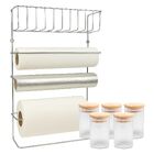 Suporte Organizador Aço Cromado Porta Rolos E 5 Potes Vidro H