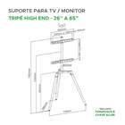Suporte P/ Tv Pedestal Tripe Vitrine Vertical 26" A 65" Pix