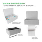 Suporte Papel Higiênico Branco 3 Em 1 Porta Lenço Umedecido C