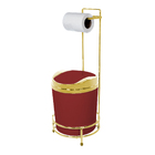 Suporte Papel Higiênico Dourado Piatina Com Lixeira 5 Litros