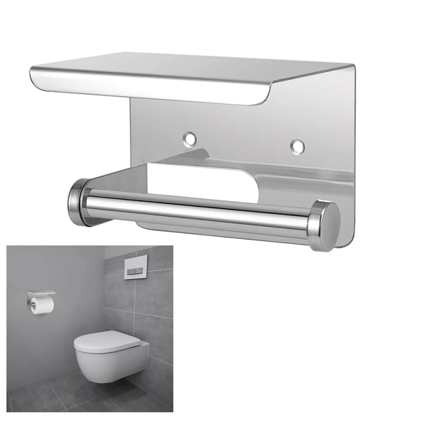 Suporte Papel Higienico Inox Banheiro Lavabo Prateleira Apoio