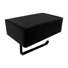 Suporte Papel Higiênico Preto 3 Em 1 Porta Lenço Umedecido Ce