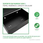 Suporte Papel Higiênico Preto 3 Em 1 Porta Lenço Umedecido Ce