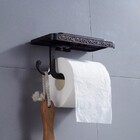 Suporte Papel Higiênico Vintage Preto Com Apoio De Celular