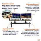 Suporte Para 2 Monitores 3 Níveis Ajustável Vidro Fumê 80cm -