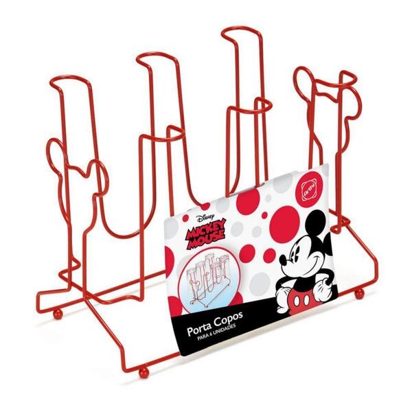 Suporte Para 6 Copos Vermelho Mickey Disney