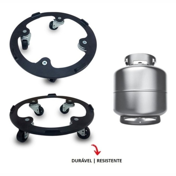 Suporte Para Botijão Redondo Em Alumínio Fundido Preto 30cm