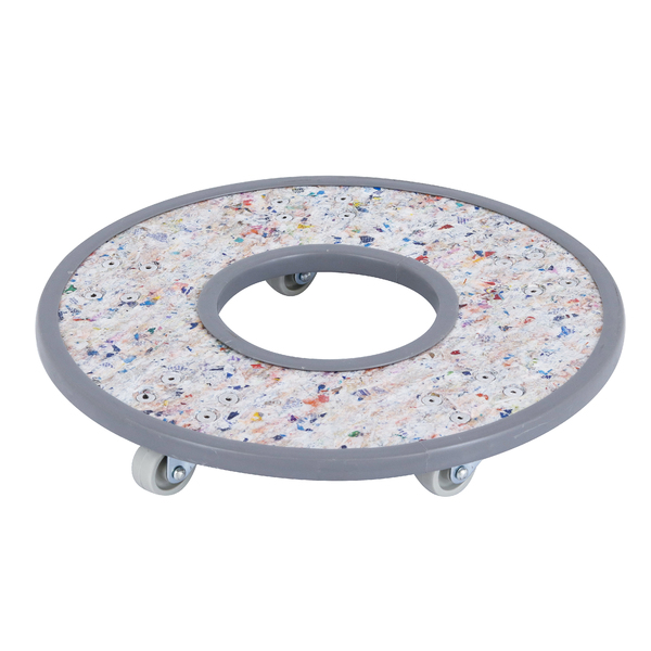 Suporte para Chão Móvel com Rodízio Alumínio/Reciclado Redondo 30x30cm Cinza