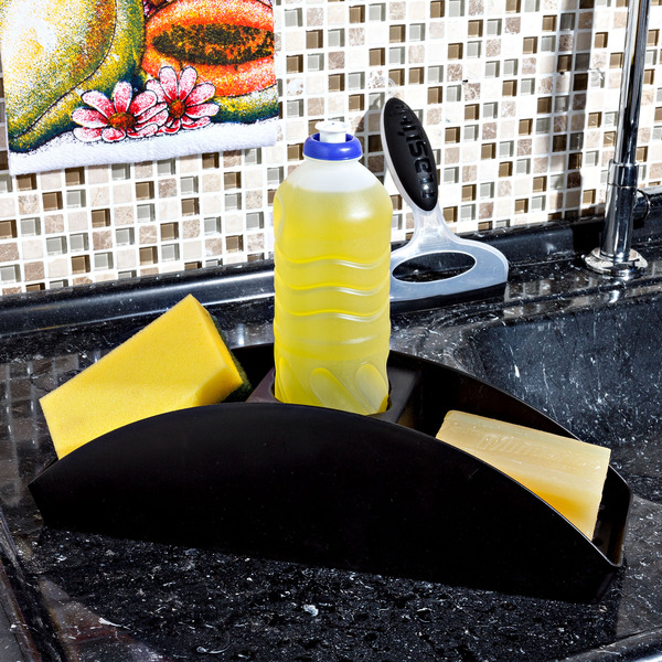 Suporte para Detergente e Esponja  Plástico Preto Coza