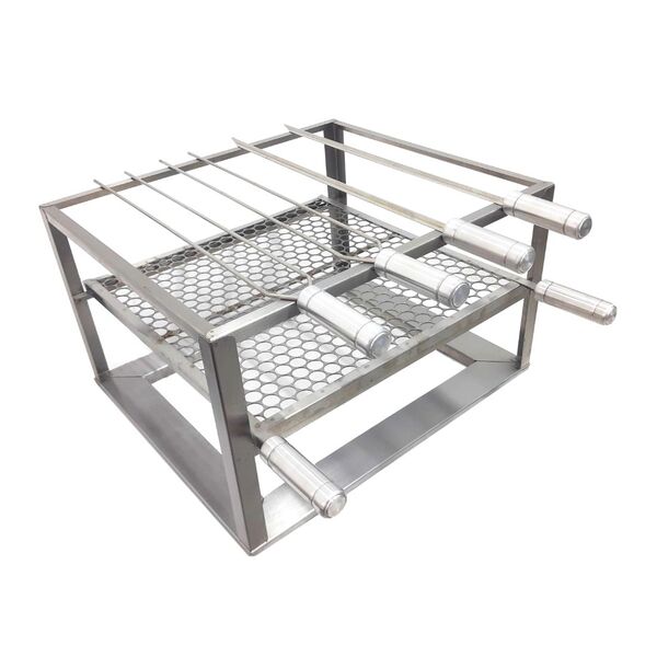 Suporte Para Espetos E Grelhas + 4 Espetos E Grelha 47x47cm