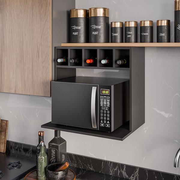 Suporte Para Microondas Com Nicho Adega Para Cozinha Emma 60c