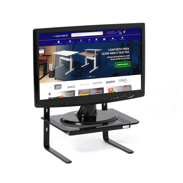 Suporte Para Monitor 3 Níveis Ajustável Vidro Fumê - Wp