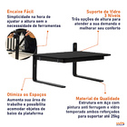 Suporte Para Monitor 3 Níveis Ajustável Vidro Preto - Wp