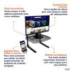 Suporte Para Monitor Ajustável 5 Níveis Com Porta Celular - Wp